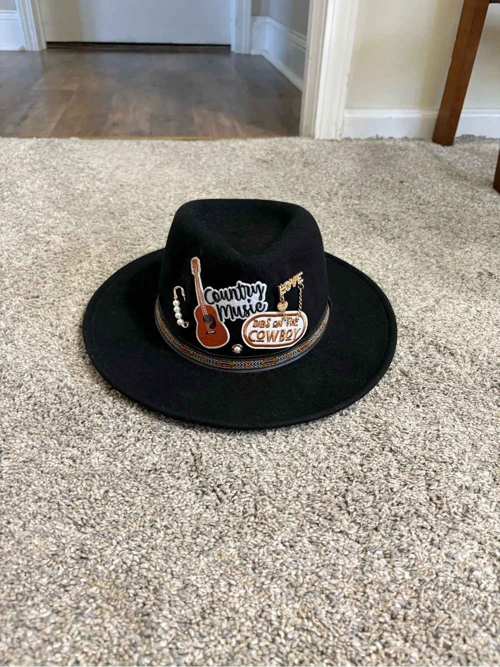 Vintage Black Velvet Fedora Upcycled - Picture 4 of 6